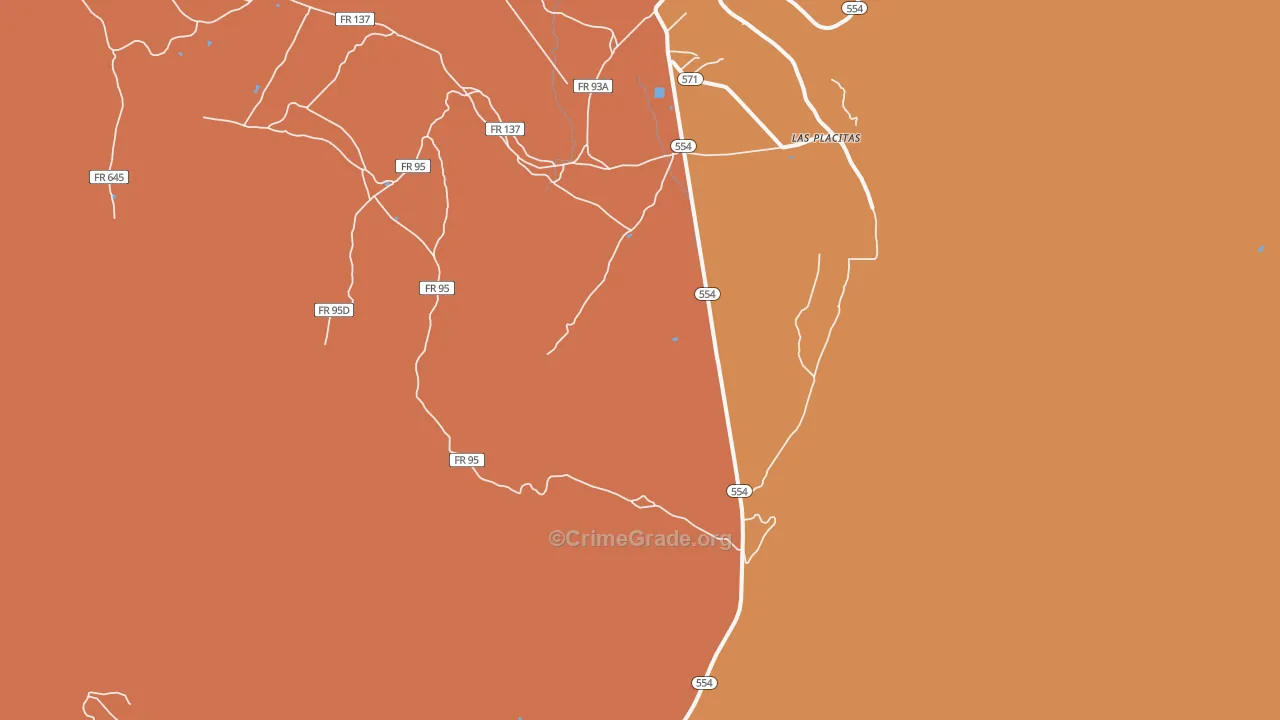 Las Placitas, NM Map of Vandalism Rates