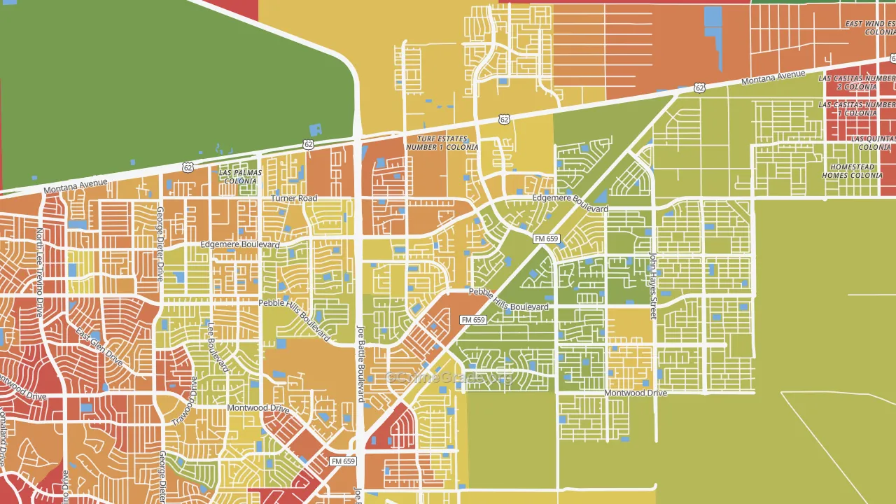 Las Tierras, El Paso, TX Map of Vandalism Rates