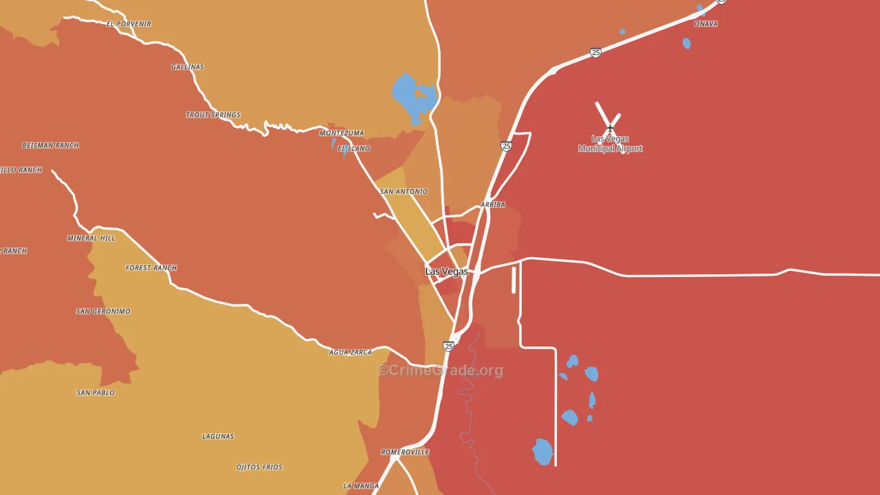 Las Vegas, NM Map of Vandalism Rates