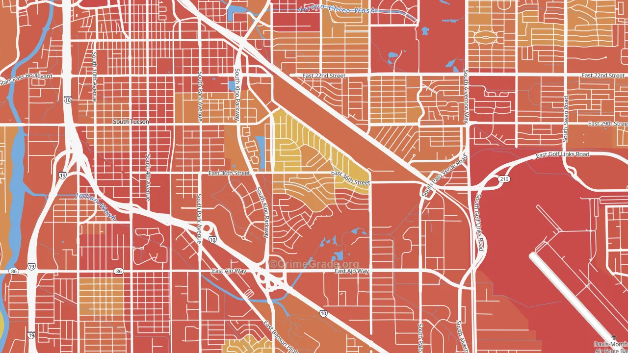 Las Vistas, Tucson, AZ Map of Vandalism Rates