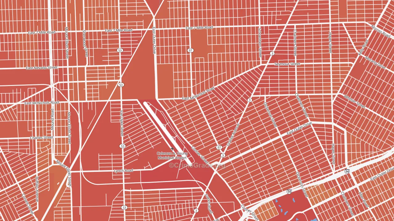Lasalle College Park, Detroit, MI Map of Vandalism Rates