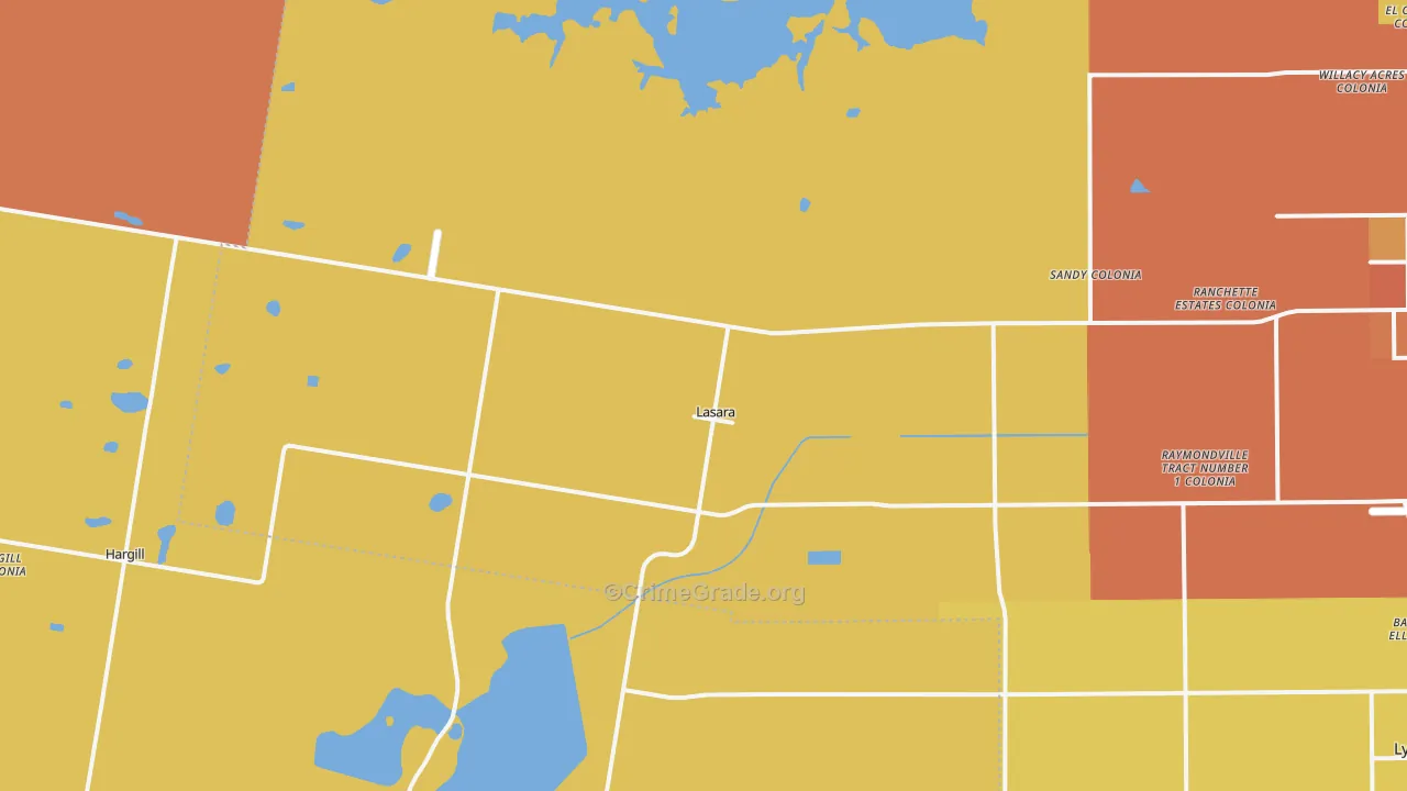 Lasara, TX Map of Vandalism Rates