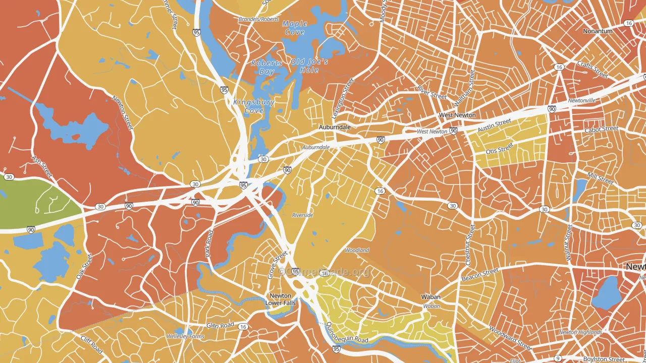 Lasell Village, Auburndale, MA Map of Vandalism Rates