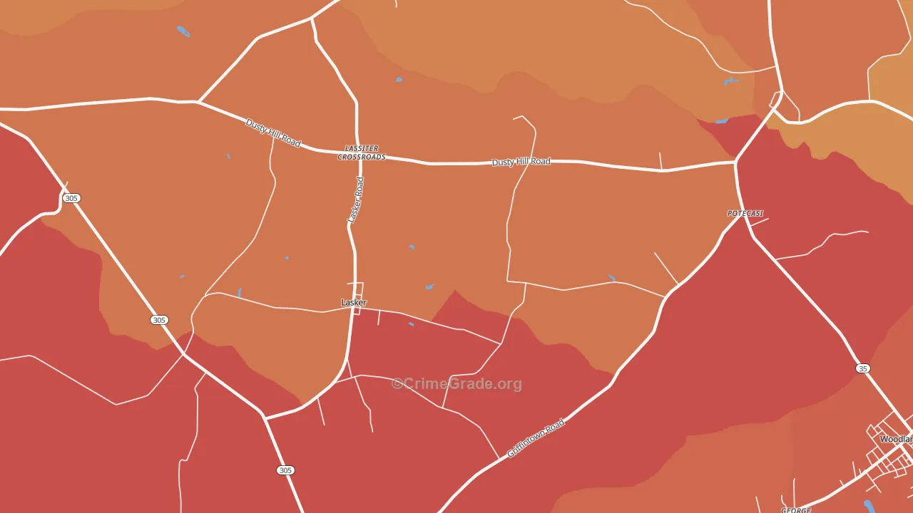 Lasker, NC Map of Vandalism Rates