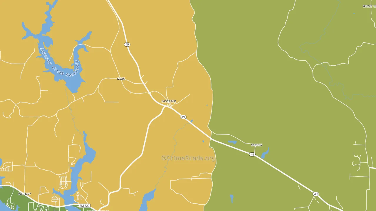 Lassater, TX Map of Vandalism Rates