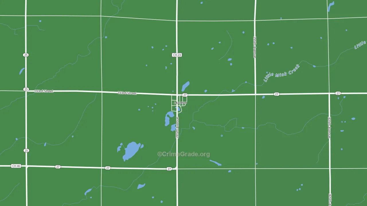 Lastrup, MN Map of Vandalism Rates