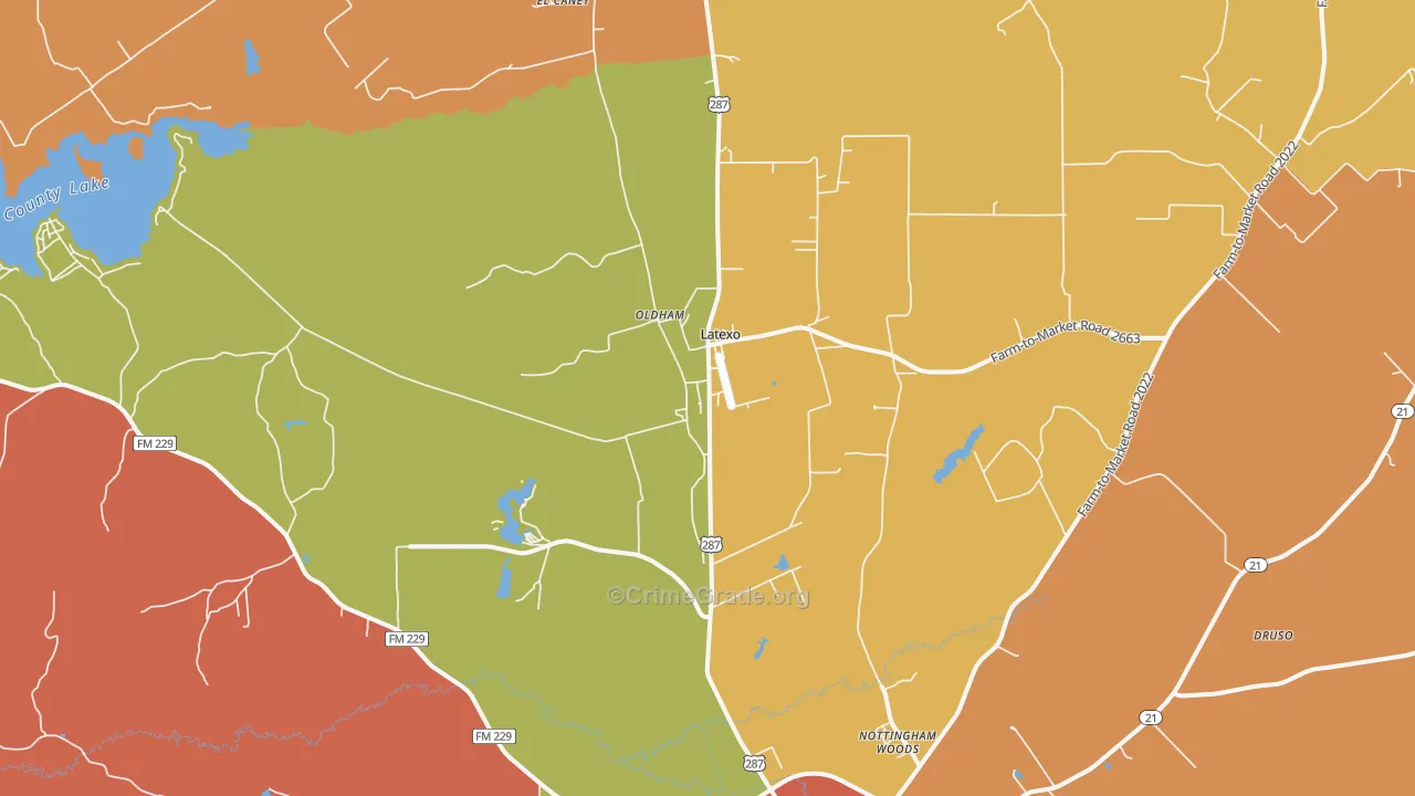 Latexo, TX Map of Vandalism Rates