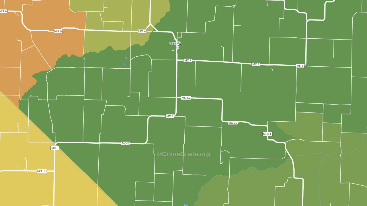 Latham, MO Map of Vandalism Rates