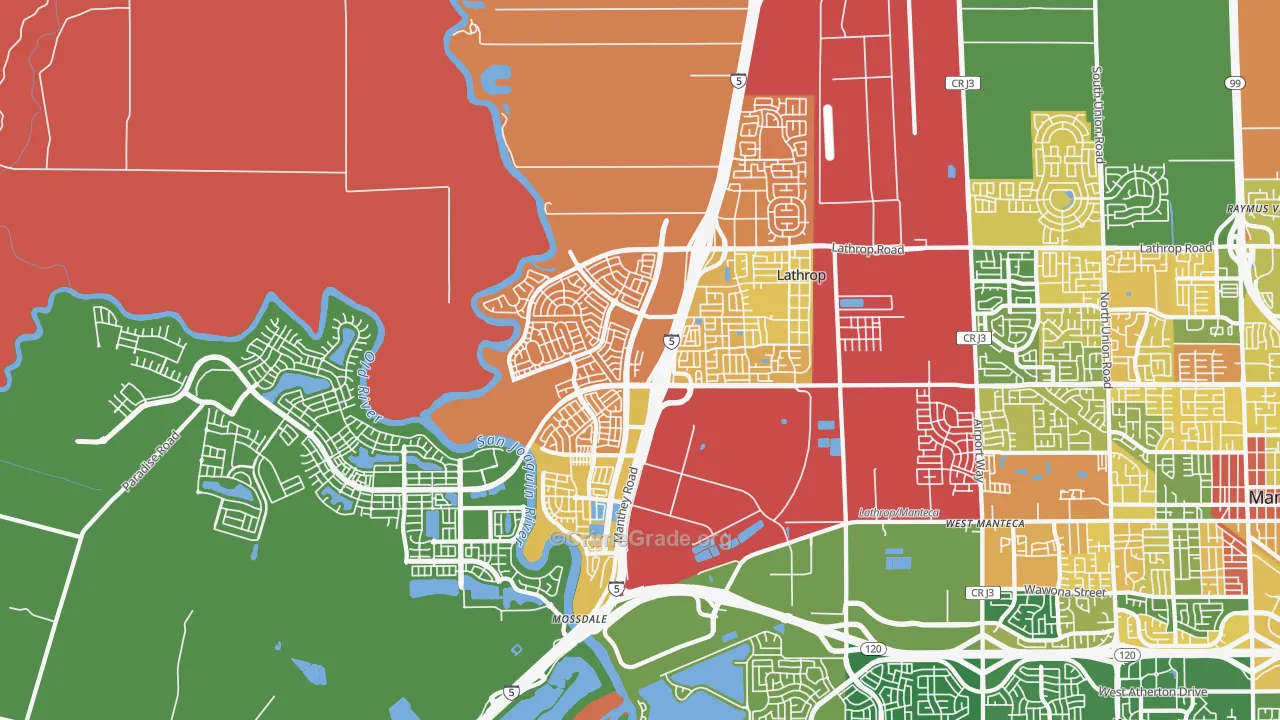 Lathrop, CA Map of Vandalism Rates