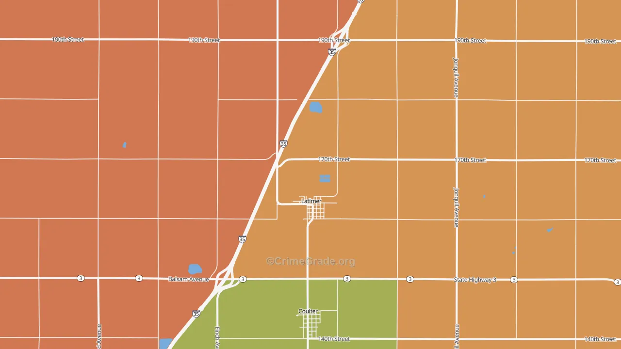 Latimer, IA Map of Vandalism Rates