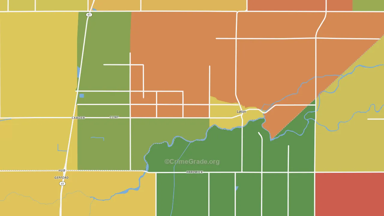 Laton, CA Map of Vandalism Rates
