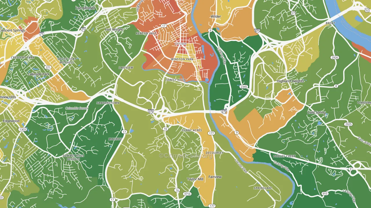 Latonia, KY Map of Vandalism Rates