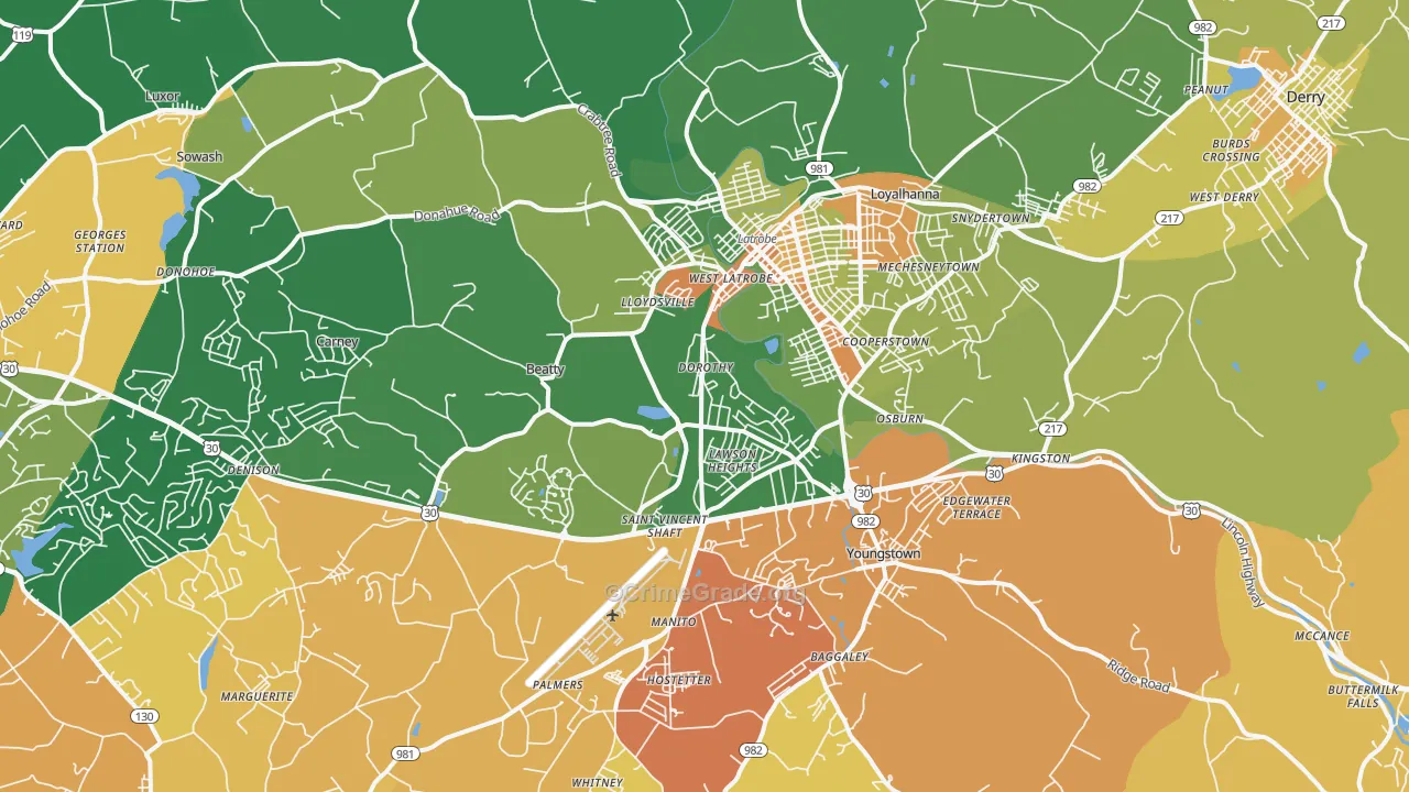 Latrobe, PA Map of Vandalism Rates