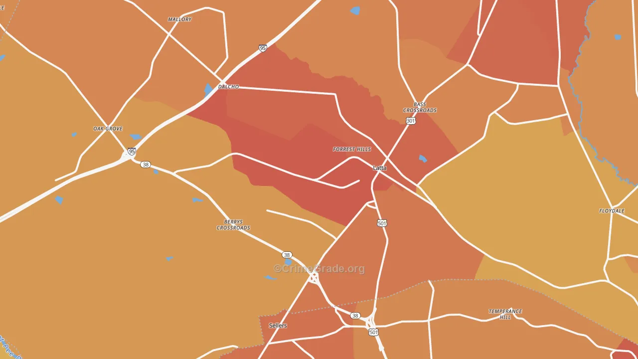 Latta, SC Map of Vandalism Rates