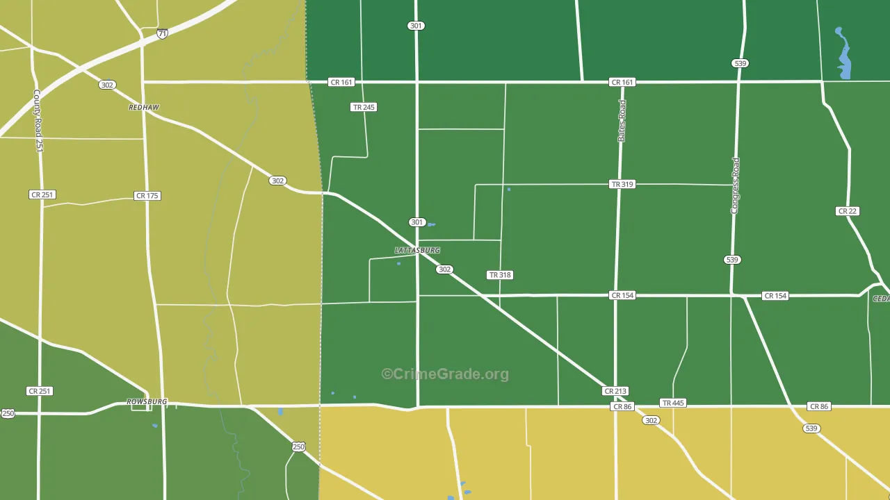 Lattasburg, OH Map of Vandalism Rates