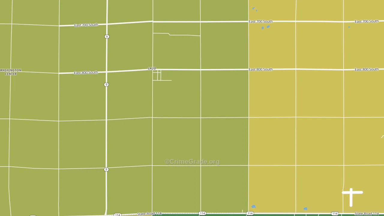 Laud, IN Map of Vandalism Rates