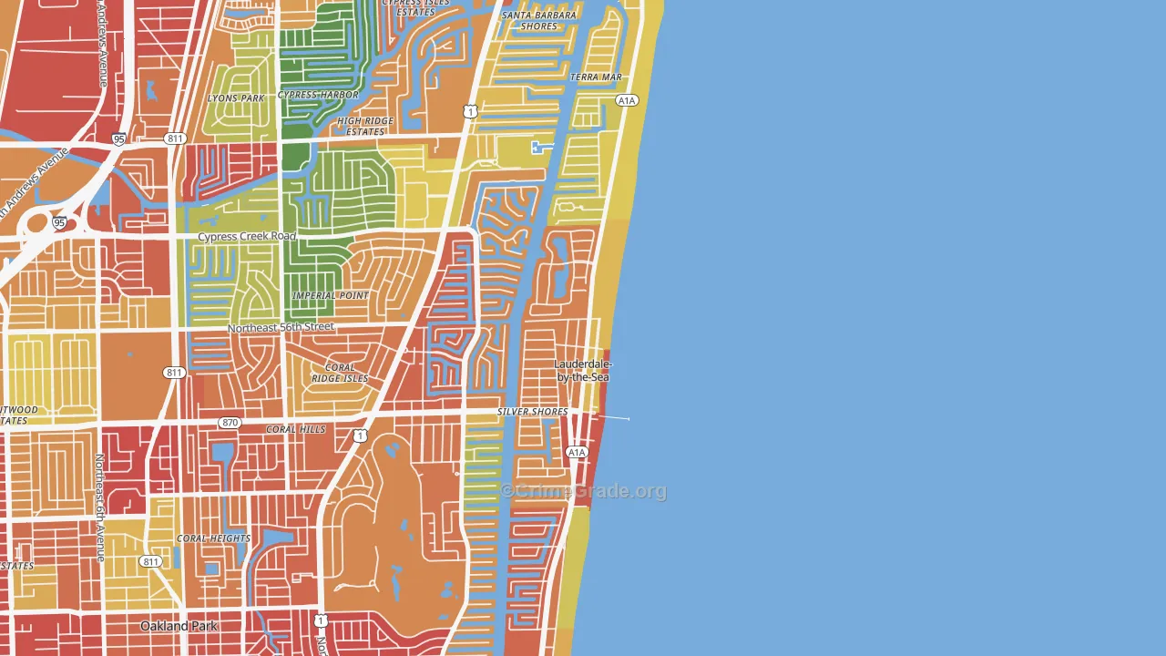 Lauderdale-by-the-Sea, FL Map of Vandalism Rates