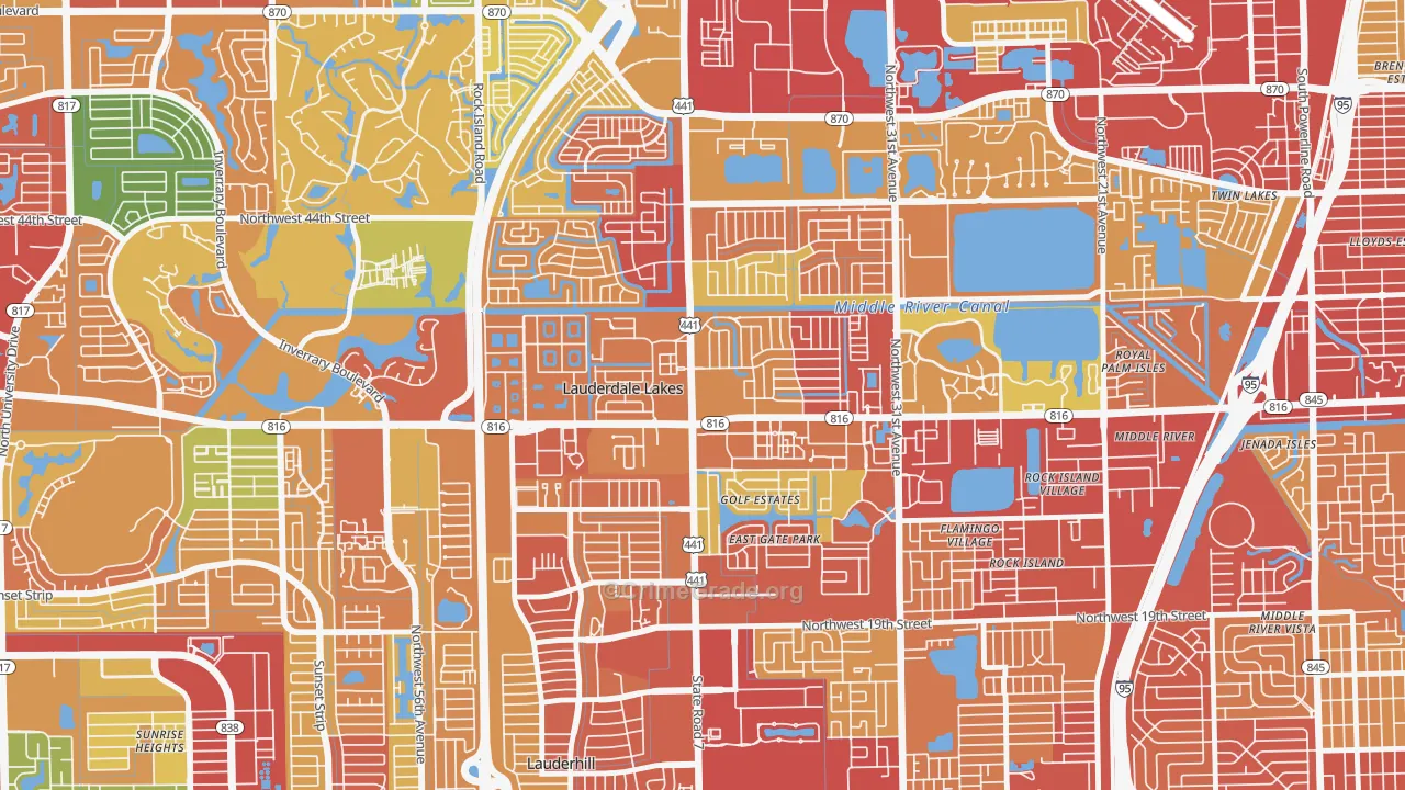 Lauderdale Lakes, FL Map of Vandalism Rates