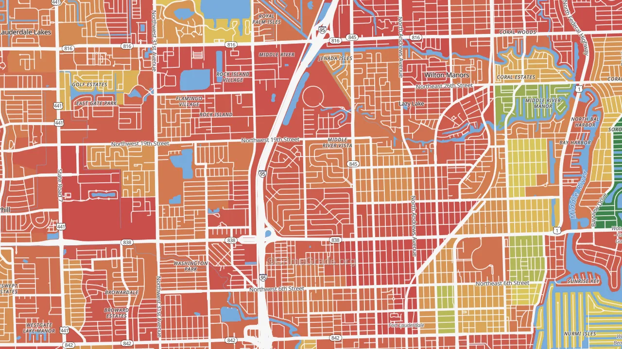 Lauderdale Manors, Fort Lauderdale, FL Map of Vandalism Rates
