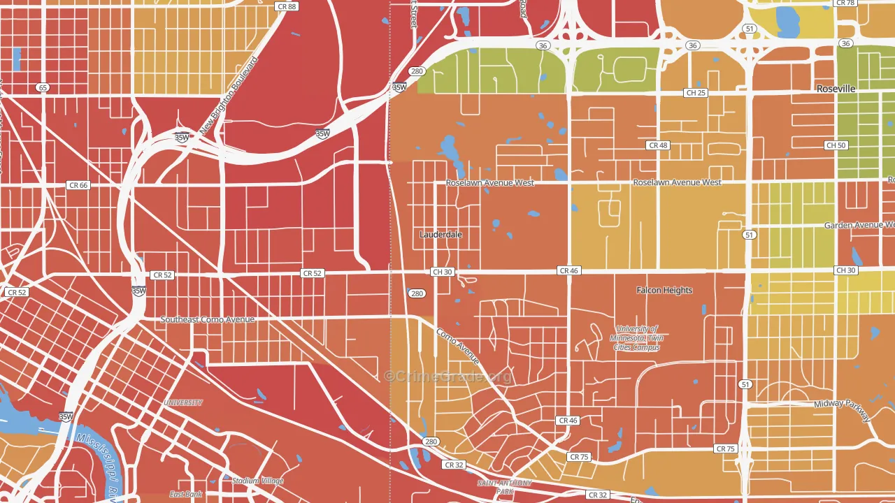 Lauderdale, MN Map of Vandalism Rates