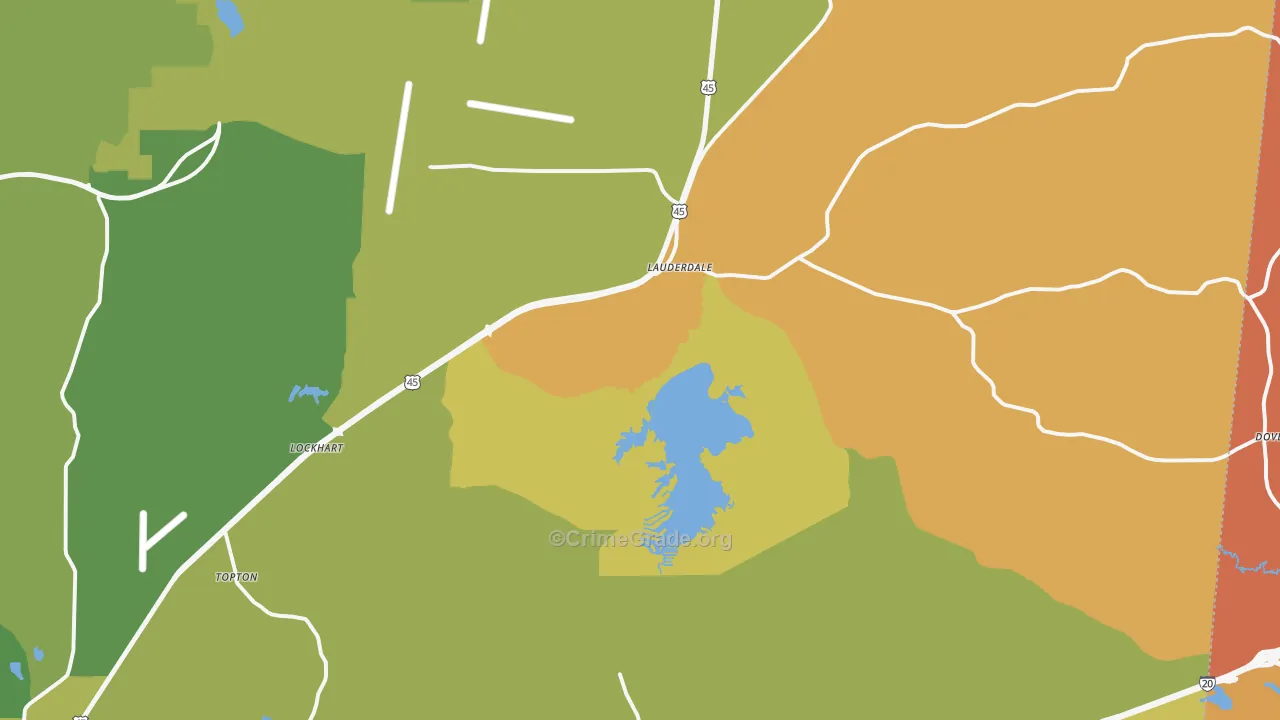 Lauderdale, MS Map of Vandalism Rates