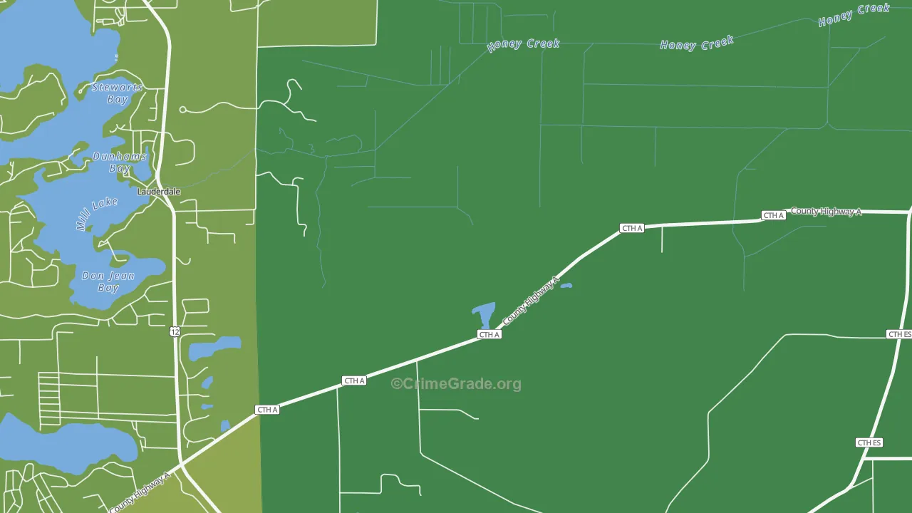 Lauderdale, WI Map of Vandalism Rates