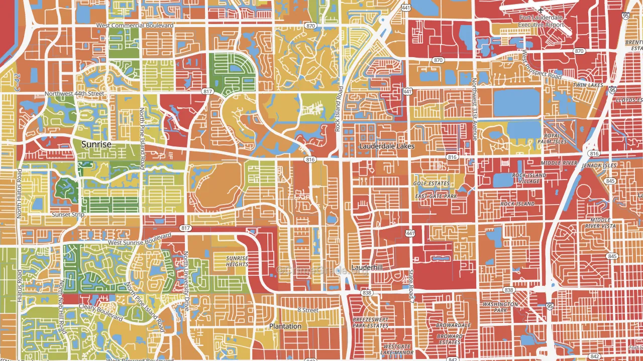 Lauderhill, FL Map of Vandalism Rates
