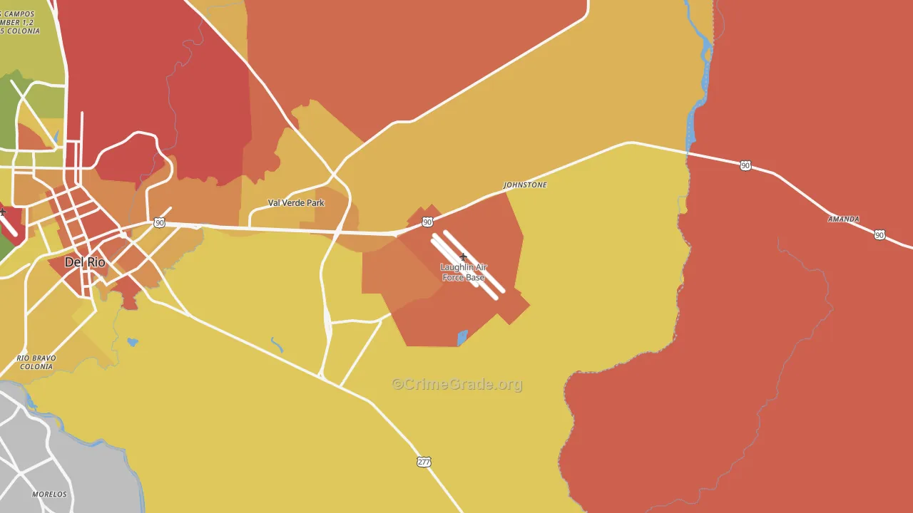 Laughlin A F B, TX Map of Vandalism Rates