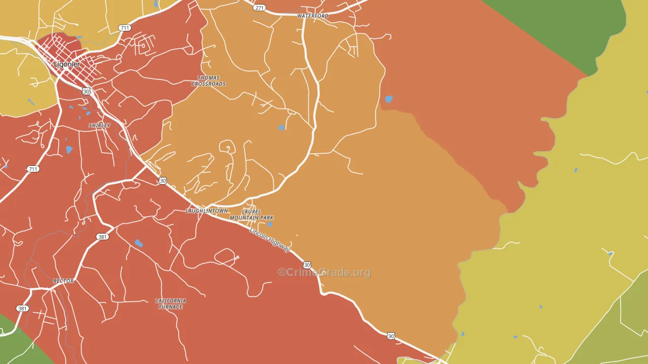 Laughlintown, PA Map of Vandalism Rates