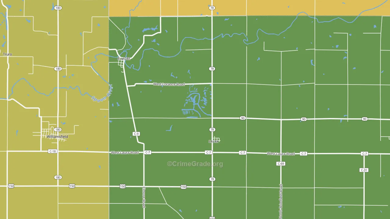 Laura, IL Map of Vandalism Rates
