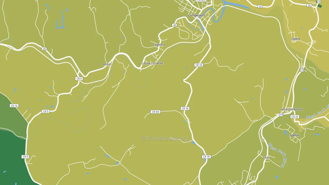 Laura Lee Mine, WV Map of Vandalism Rates