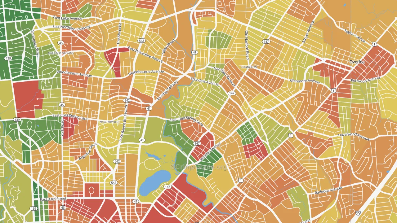 Lauraville, Baltimore, MD Map of Vandalism Rates