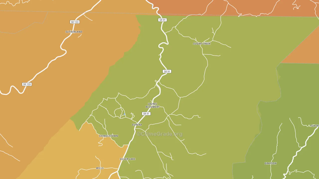 Laurel Bloomery, TN Map of Vandalism Rates