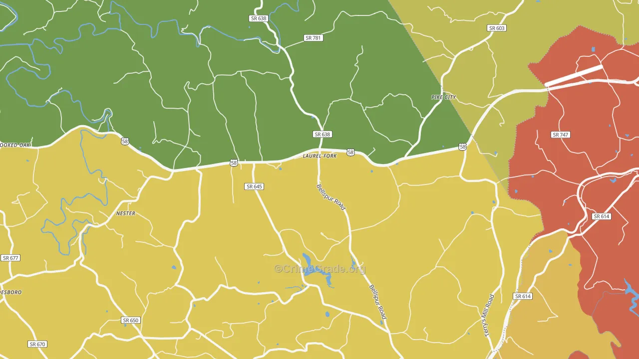 Laurel Fork, VA Map of Vandalism Rates