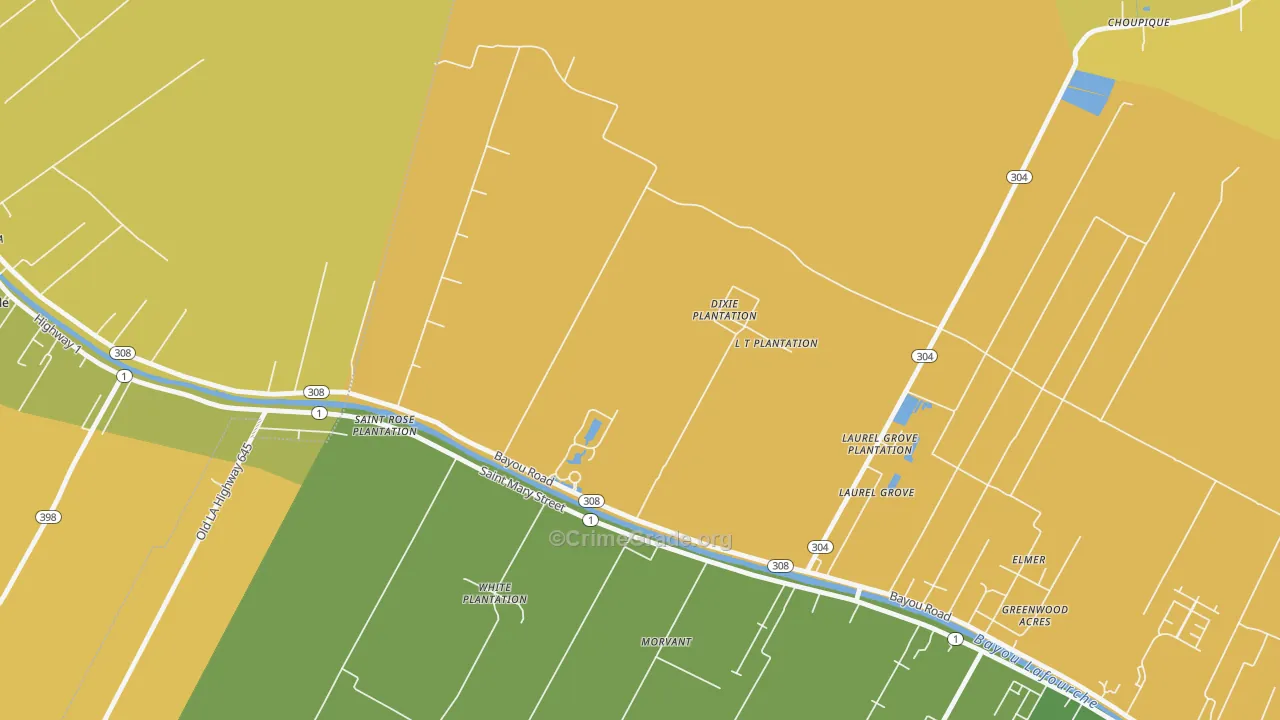 Laurel Grove, LA Map of Vandalism Rates