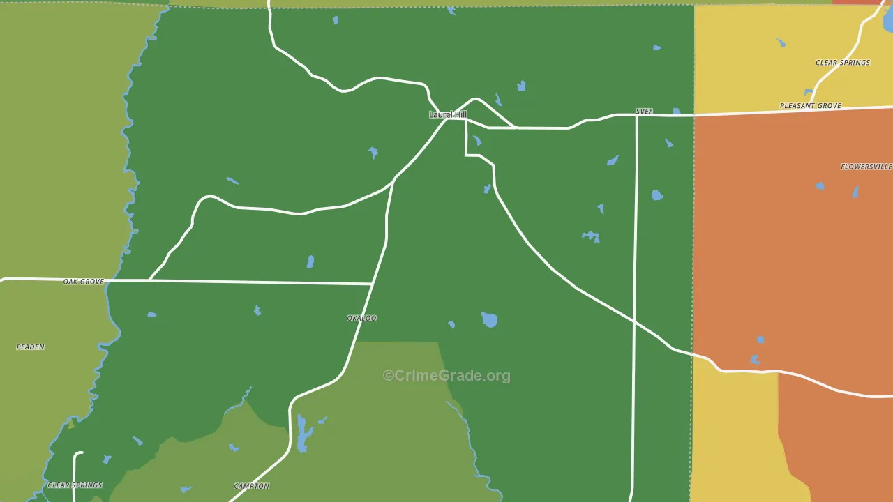 Laurel Hill, FL Map of Vandalism Rates