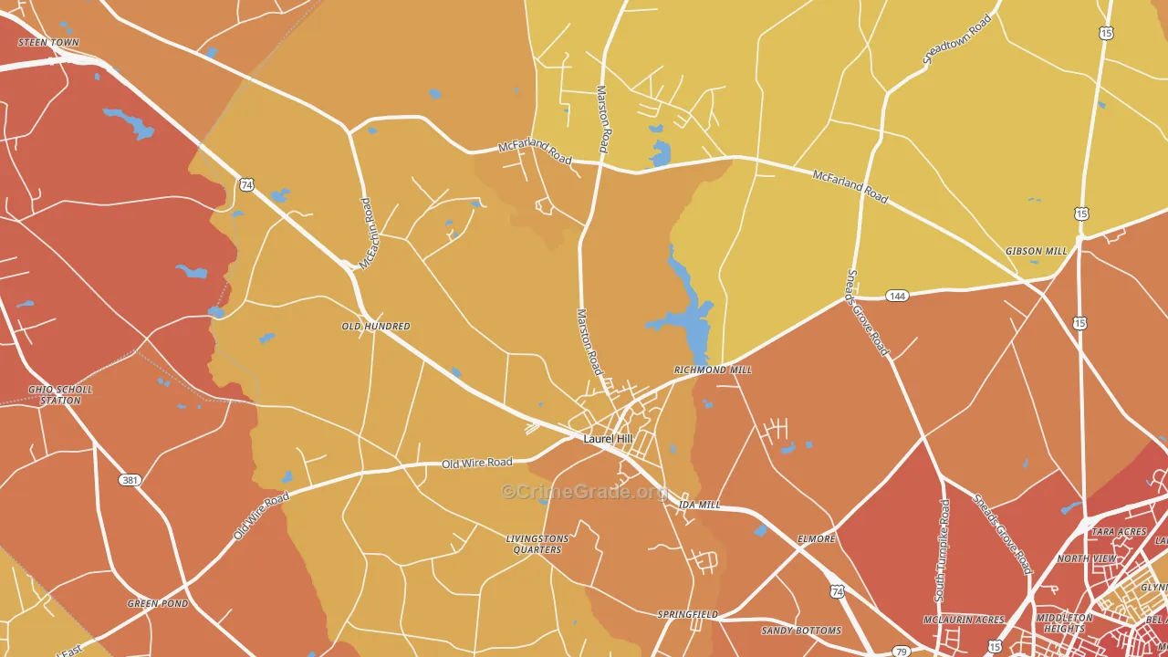 Laurel Hill, NC Map of Vandalism Rates