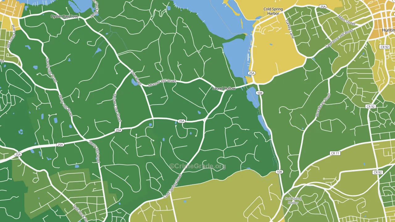 Laurel Hollow, NY Map of Vandalism Rates