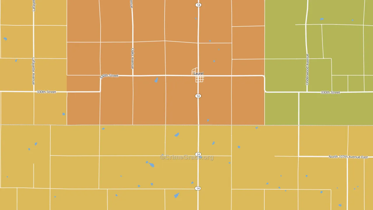 Laurel, IA Map of Vandalism Rates