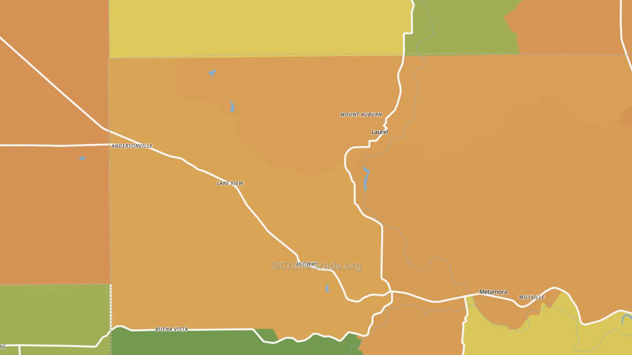 Laurel, IN Map of Vandalism Rates