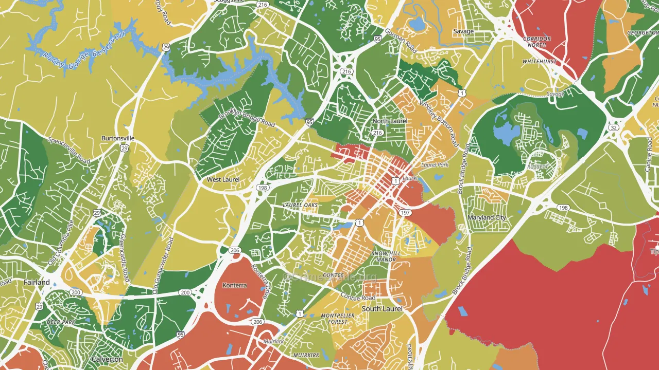 Laurel, MD Map of Vandalism Rates