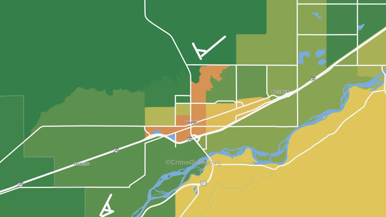 Laurel, MT Map of Vandalism Rates