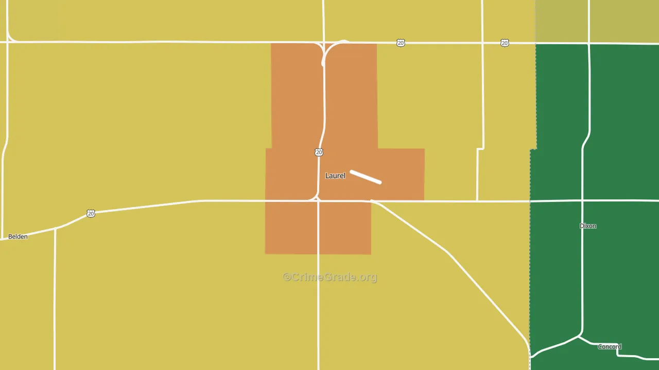 Laurel, NE Map of Vandalism Rates