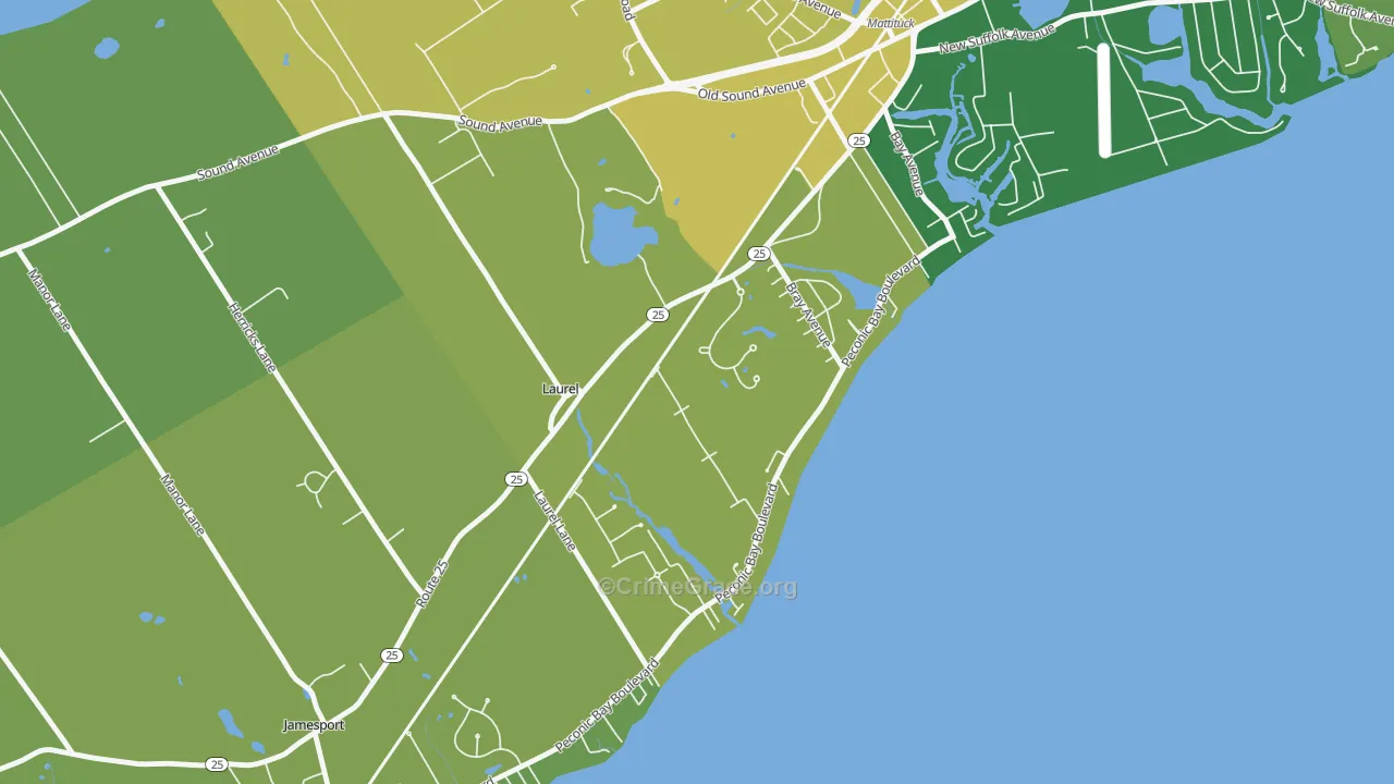 Laurel, NY Map of Vandalism Rates