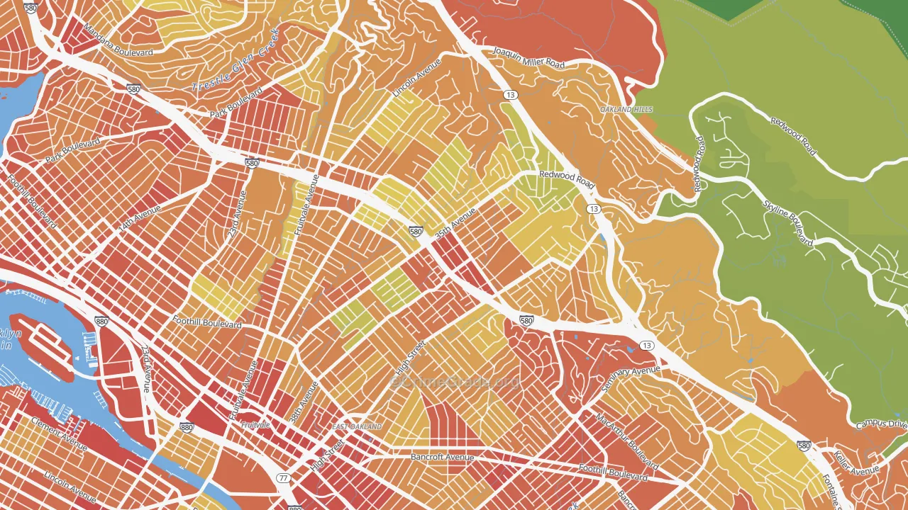 Laurel, Oakland, CA Map of Vandalism Rates