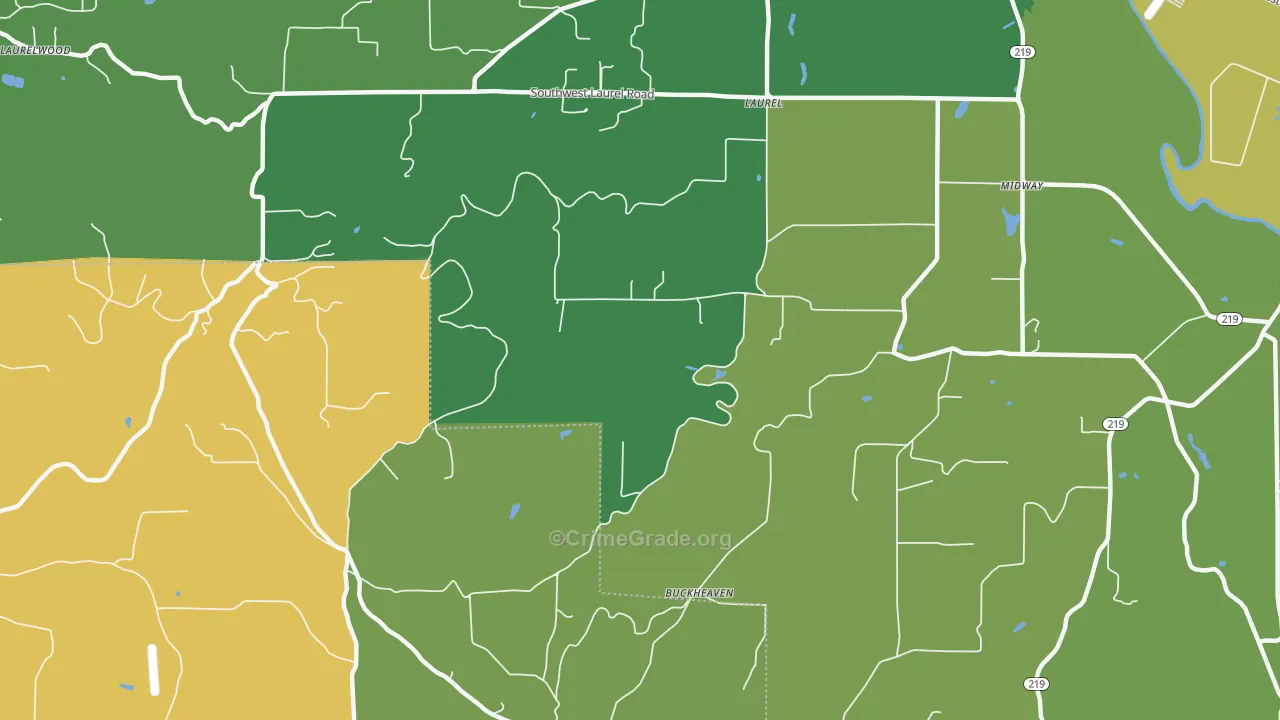 Laurel, OR Map of Vandalism Rates