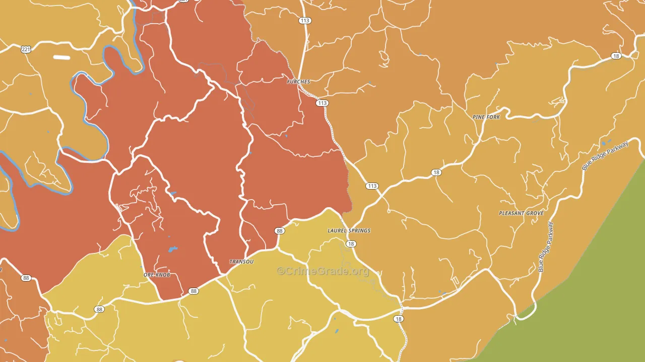 Laurel Springs, NC Map of Vandalism Rates