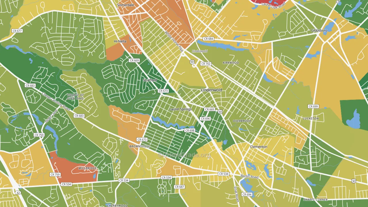 Laurel Springs, NJ Map of Vandalism Rates