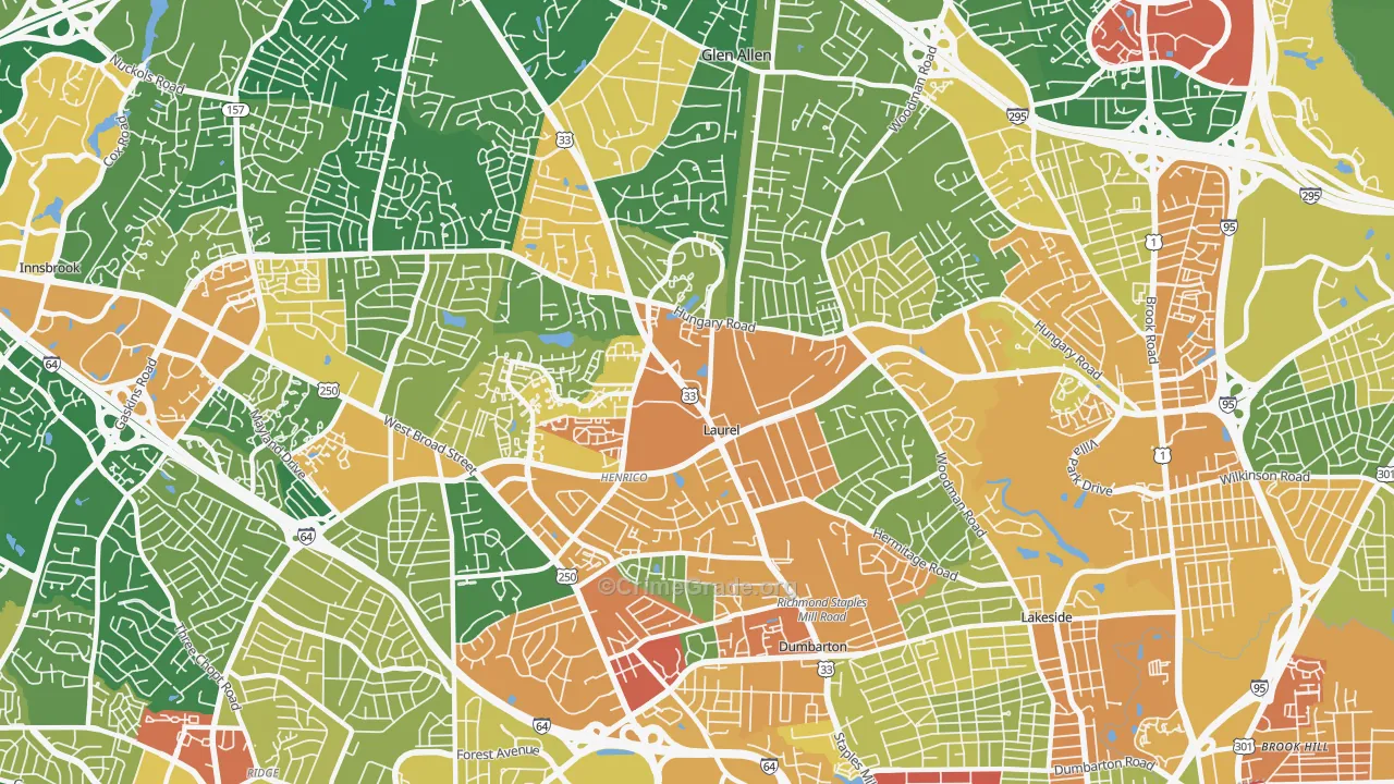 Laurel, VA Map of Vandalism Rates