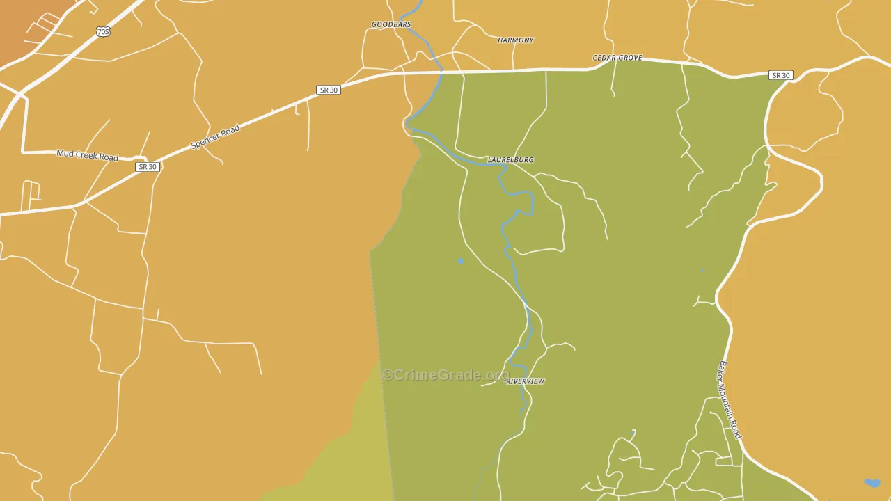 Laurelburg, TN Map of Vandalism Rates